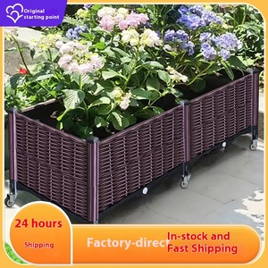 Modern Universal Wheel Planting Box Rectangular <b>Plastic</b> Flower Pot for Balcony Outdoor Wholesale Mobile Vegetable - Product Image 2