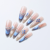 Faux Ongles Personnalisés en Gros Effet Œil de Chat Papillon Luxe 10 Pièces à Coller pour Mariage
