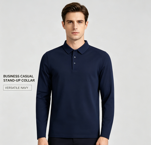 Men's Slim Fit Solid Color <strong>Long</strong> <strong>Sleeve</strong> Shirts Breathable Knitted Spandex/Polyester Collared <strong>Tops</strong> Casual Business <strong>Golf</strong> - Product Image 2