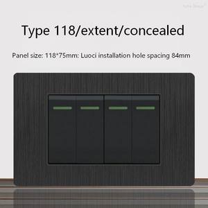 Panel de PC negro cepillado, 2 juegos de luces indicadoras LED rectas unidireccionales, interruptor de encendido/apagado de 16A, interruptor universal para pared de escalera. - Product Image 6