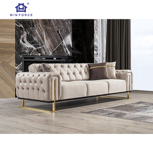 Divano Winforce in Velluto Bianco di Lusso, Design Moderno per <span class=keywords><strong>Soggiorno</strong></span>, Set di Divani Chesterfield per Casa, Hotel, Ufficio - Product Image 1