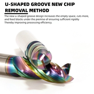 Fraise à trois dents en acier allié pour aluminium, 65 degrés, haute brillance, pour centre d'usinage CNC, <span class=keywords><strong>MOTEK</strong></span> HRC65, fraise plate à 3 cannelures haute performance - Product Image 2