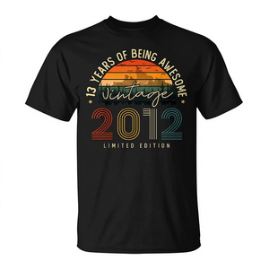 T-shirt édition vintage 2012 limitée pour les 13 ans, cadeau promotionnel pour les adolescents de 13 ans - Product Image 2