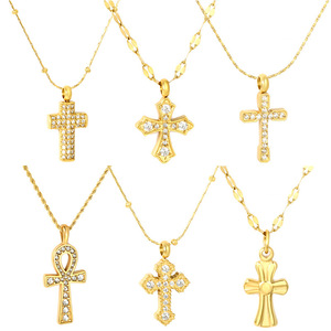 <b>Cross</b> Series Stainless Steel Zircon <b>Cross</b> Necklace Luxury Fashion Clavicle <b>Chain</b> Daily Wear Gift Jewelry - Product Image 1