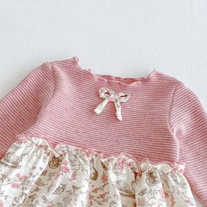 Ropa de Bebé para Primavera y Otoño, Mono de Manga Larga con Estampado Floral para Niña, Estilo Casual con Botones, Traje para Cumpleaños al Aire Libre - Product Image 5