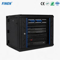 Armoire réseau murale double section FINEN 4U-18U 19 pouces, rack de serveur noir en acier SPCC, certifiée ISO CE RoHS, en stock