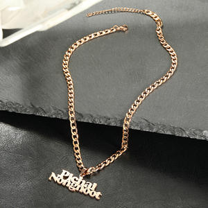 定制名字吊坠项链个性化金色不锈钢时尚男士女士铭牌首饰首字母项链 - Product Image 4