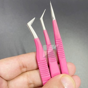 Pinzas de extensión de pestañas de acero inoxidable japonés rosa de alta calidad, logotipo personalizado, Punta puntiaguda, producto sostenible - Product Image 5