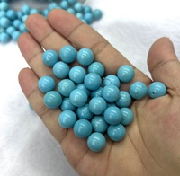 Perles rondes en turquoise bleue du Hubei à demi-trou de 4 mm, 6 mm, 8 mm, 10 mm, perles de turquoise améliorées pour la fabrication de bijoux, vente en gros