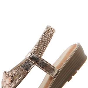 Novedad de verano, Sandalias planas con bordado de hebilla grande de Metal para mujer, sandalias romanas a <span class=keywords><strong>la</strong></span> moda para mujer, sandalias de playa informales para mujer al por mayor - Product Image 3