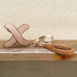 Luxo Couro <span class=keywords><strong>Dog</strong></span> <span class=keywords><strong>Harness</strong></span> Leash Set Ajustável Atacado Abastecido Fabricação Reciclado Personalizado Pequeno Pet Peito Leva Caminhada - Product Image 2