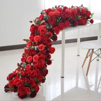 Fleurs Table Automne Rangée Coureurs Rouge Escalier De Mariage Jaune Hortensia Roses Table Guirlande pour Cendres 50Cm/100Cm Fleur Runner