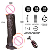 App Control Schub dildo Smart beheizter Saugnapf Schwarz Realistisch Vibrierende Dildos 3 Teleskop geschwindigkeiten & 9 Vibrationen