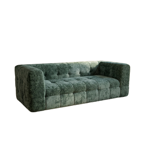 Sofá Chesterfield de terciopelo con mechones, tres plazas, brazos acolchados, estilo tradicional, mueble de sala de estar, color verde, sofá para sala de estar - Product Image 2