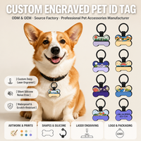 Étiquette d'identification personnalisée en silicone pour animaux de compagnie, en forme d'os, pour chien ou chat, avec porte-clés
