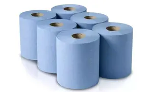 2ply emici endüstriyel kağıt 4cm çekirdek 20gsm 1000g güçlü 4 katlı inşaat son derece emici mükemmel mavi el havlusu