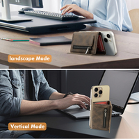 Dompet Kartu Kredit Casekey Vintage Ultrathin Premium PU Leather RFID dengan Penyangga Magnetik dan Kantong untuk Ponsel, Muat 3-4 Kartu
