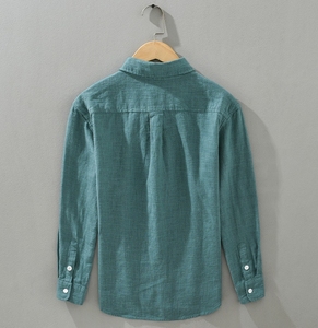 Camicia con colletto M-3XL da <span class=keywords><strong>uomo</strong></span> Casual traspirante con Top alla moda in cotone e <span class=keywords><strong>lino</strong></span> tinta unita giacca allentata - Product Image 5