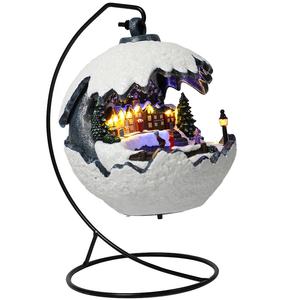 Nouvelle arrivée : Figurine <span class=keywords><strong>de</strong></span> village <span class=keywords><strong>de</strong></span> Noël en résine en forme <span class=keywords><strong>de</strong></span> boule lumineuse suspendue avec musique – VILLAGE <span class=keywords><strong>DE</strong></span> NOËL - Product Image 2
