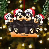 Pendentif familial ours noir en résine de haute qualité, créatif et mignon, pour décoration de sapin de Noël, fournitures de cadeaux de fêtes
