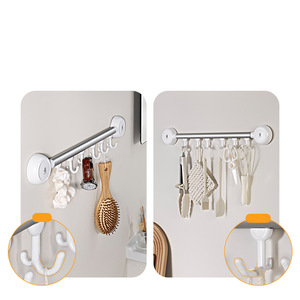 Suction Cup Hook Rack 6 Hooks White Modern Design Easy Installation Bathroom Kitchen Robe Hook Storage Organizer - Product Image 4