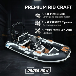 Bote Inflable Semirrígido <span class=keywords><strong>Zodiac</strong></span> RIB420 de 14 pies Personalizado en China, con Motor Fuera de Borda, PVC Hypalon, Aluminio, para Pesca y Remo - Product Image 1