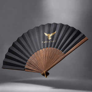 Éventail artisanal en bambou personnalisé, logo imprimé sur tissu, avec boîte, pour mariage, fête, souvenirs promotionnels - Product Image 3