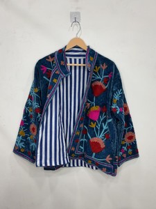 Ethnic Luxury Outerwear Indian Suzani Embroidery <b>Velvet</b> <b>Jacket</b> Suzani Boho Coat Unisex Spring <b>Jacket</b> for Boho Fashion - Product Image 5