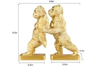 Ensemble de 2 figurines en résine polyrésine, tenues en Faux Kingkong, librairie artistique gorra, décoration pour enfants, cadeau d'anniversaire (or) - Product Image 2
