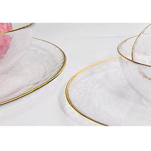 Handmade cổ điển vàng gọng Bát salad thân thiện với môi rõ ràng thủy tinh với thiết kế cổ điển cho trái cây trifle và sử dụng nhà bếp - Product Image 2