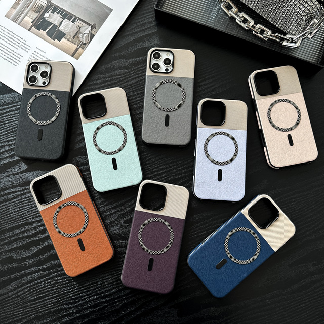 Splicing Pattern Leather Design Phone Case Accessories Wireless Charging Phone Cover for Samsung S23 S24 S25 Ultra Leather Case