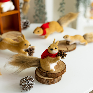 Realistic Squirrel Christmas Ornament Set, Flocked <b>Animal</b> Figurine for Xmas Tree Decor, Cute Gift for Holiday Home Decoration - Product Image 6