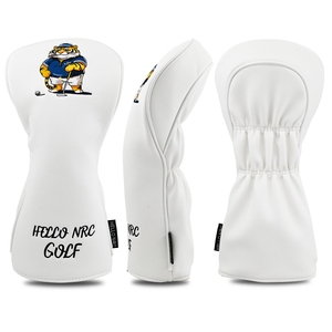 In Stock <b>Golf</b> Headcover White Lychee <b>Leather</b> Tiger Embroidery Driver Fairway Wood Head Cover with Tag - Product Image 2
