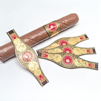 Étiquette de luxe personnalisée pour anneau de cigare, avec logo estampé à chaud en feuille d'or, autocollant de marque premium pour collections de cigares