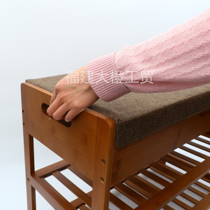 Fujian Dacheng <b>Bamboo</b> Shoe Storage <b>Stool</b> With Cushion And Shelf For Home Use - Product Image 4