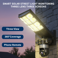 Lampadaire solaire et caméra 4G, projecteur solaire LED extérieur avec caméra de sécurité CCTV extérieure à 360 degrés