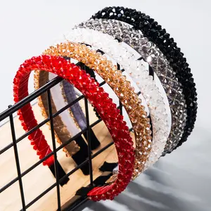 Diadema de cristal coreana para mujer, accesorios para el cabello hechos a mano con cuentas, bandanas de diseño ostentoso para maquillaje y lavado de cara, venta al por mayor