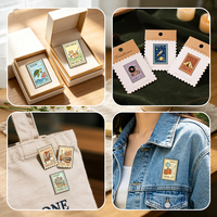 Pins de metal esmaltados con forma de sello al por mayor, pegatinas de viaje, café, mascotas, océano, dibujos animados, para mochila, funda de teléfono, adorno