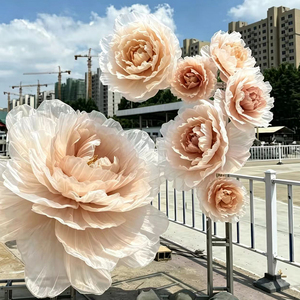 Peonías y Camelias Gigantes de Organza Transparente OEM, Ideales para Decoración de Ventanas de Bodas Los colores se pueden personalizar - Product Image 3