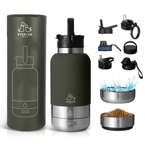 Échantillon Gratuit : Distributeur d'<span class=keywords><strong>eau</strong></span> pour animaux de compagnie avec 2 gamelles amovibles, bouteille d'<span class=keywords><strong>eau</strong></span> isotherme en acier inoxydable pour <span class=keywords><strong>chien</strong></span>, 32 oz - Product Image 6
