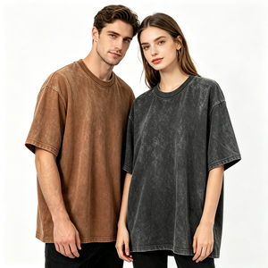 T-shirt Homme Col Rond 100% Coton Délavé Coupe Oversize Logo Personnalisé Épaules Tombantes Grammage Lourd Premium Streetwear - Product Image 2