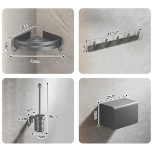 Juego de <span class=keywords><strong>Accesorios</strong></span> para <span class=keywords><strong>Baño</strong></span> en Gris Metálico, Incluye Toallero, Ideal para Hogar y Hotel - Product Image 5