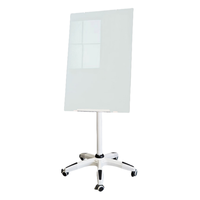 Tableau blanc mobile en verre réglable en hauteur, tableau magnétique effaçable à sec sur roulettes, base ronde en métal