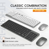 Mini clavier à commutateurs à ciseaux, double mode BT 2.4G, ensemble clavier et souris de bureau, touches multimédias, clavier sans fil rechargeable