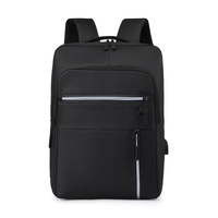 Mochila duradera de nailon a rayas para ordenador portátil con cierre de cremallera, Asa con correa, forro de poliéster, Puerto USB, material de PC de viaje Unisex