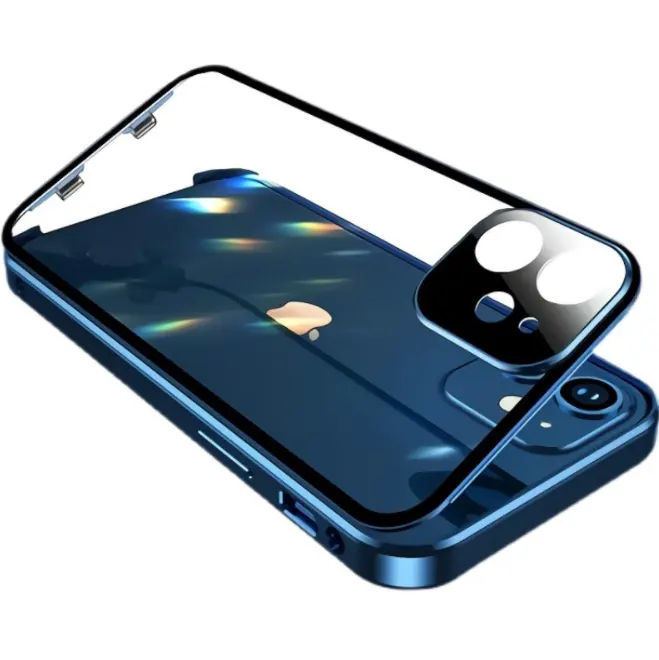 360 Full Protective Magnetic Case for IPhone14 13 12 11 Pro XS Max X XR Double Sided Glass with Camera Lens Protection Cover