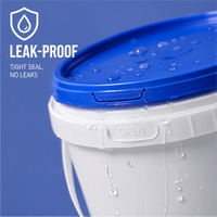 Seaux ronds transparents avec couvercle, qualité alimentaire, 1 gallon, 5 gallons, 25 litres, seaux en plastique noir, fûts et barils de 20 litres