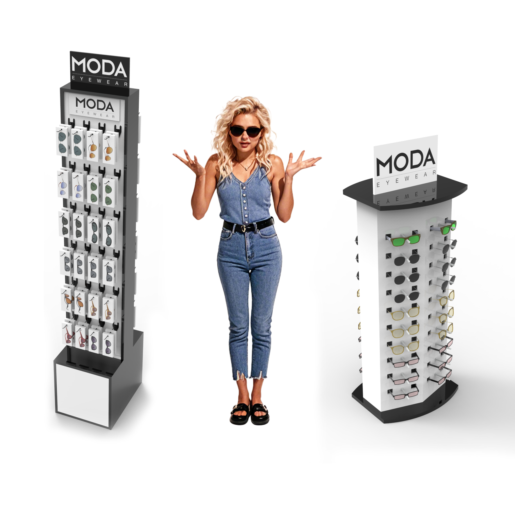 Four Side Custom Floor-standing Desktop Acrylic Rotating Glasses Hook Sunglasses Display Stand Racks in Shop Commercial Fixture — view 2