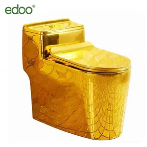 Piece Toilet Wholesale China Sanitary Ware Bathroom Toilet Ceramic 1 Piece WC Gold Floor Mounted Color Toilet