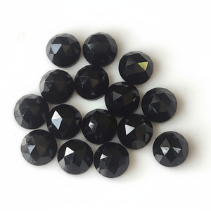 Spinelle noire naturelle de haute qualité, faite à la main, 3mm-6mm, taille ronde, dos plat, pierres précieuses en vrac, effet de couleur/feu pour la fabrication de bijoux - Product Image 1